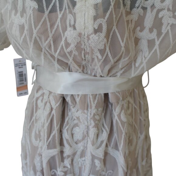 R&M Richards White Sequin Lattice Godet Gown 14W NWT's "Downton Abbey" - Picture 14 of 17